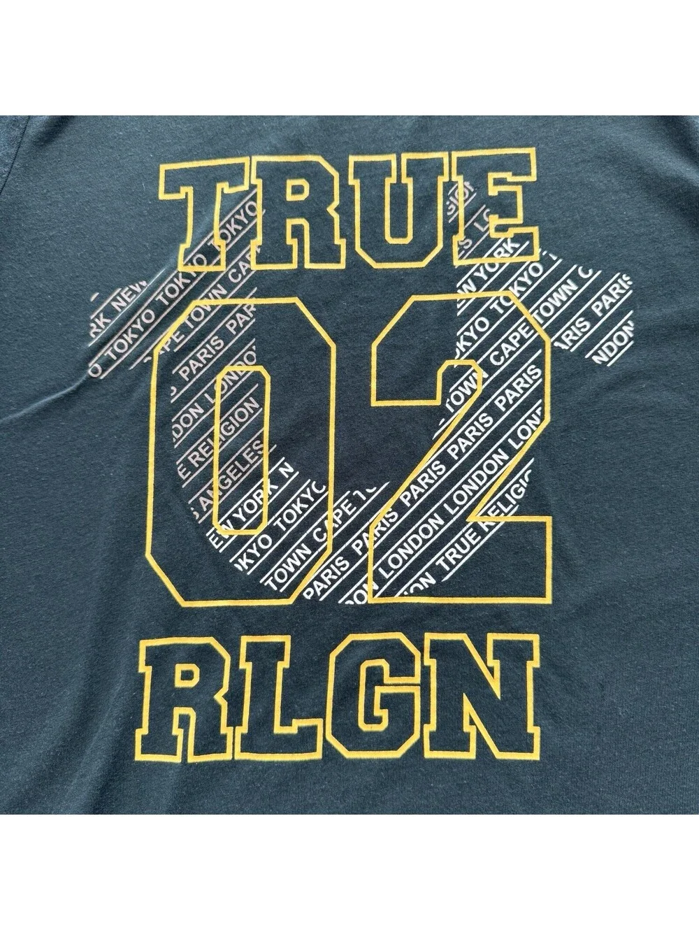 True Religion Men’s Black Graphic T Shirt Crew Neck Short Sleeve Size Large